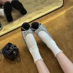 Women's Ballet Flats with Elegant Bow Detail in Leather