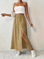 Women's Floral Maxi Skirt with Slit