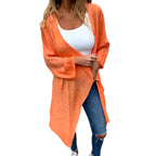 Women's Long Cardigan in Lightweight Textured Fabric