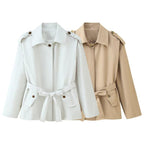 Elegant Trench Jacket with Adjustable Belt and Button Details
