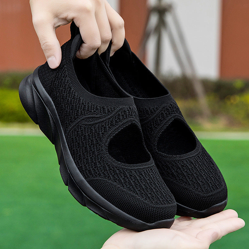 Breathable Women's Slip-On Sneakers with Elastic Upper and Cushioned Sole