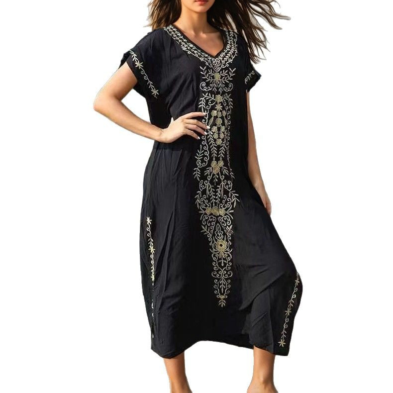 Women's Elegant Beach Cover-Up with Delicate Embroidery