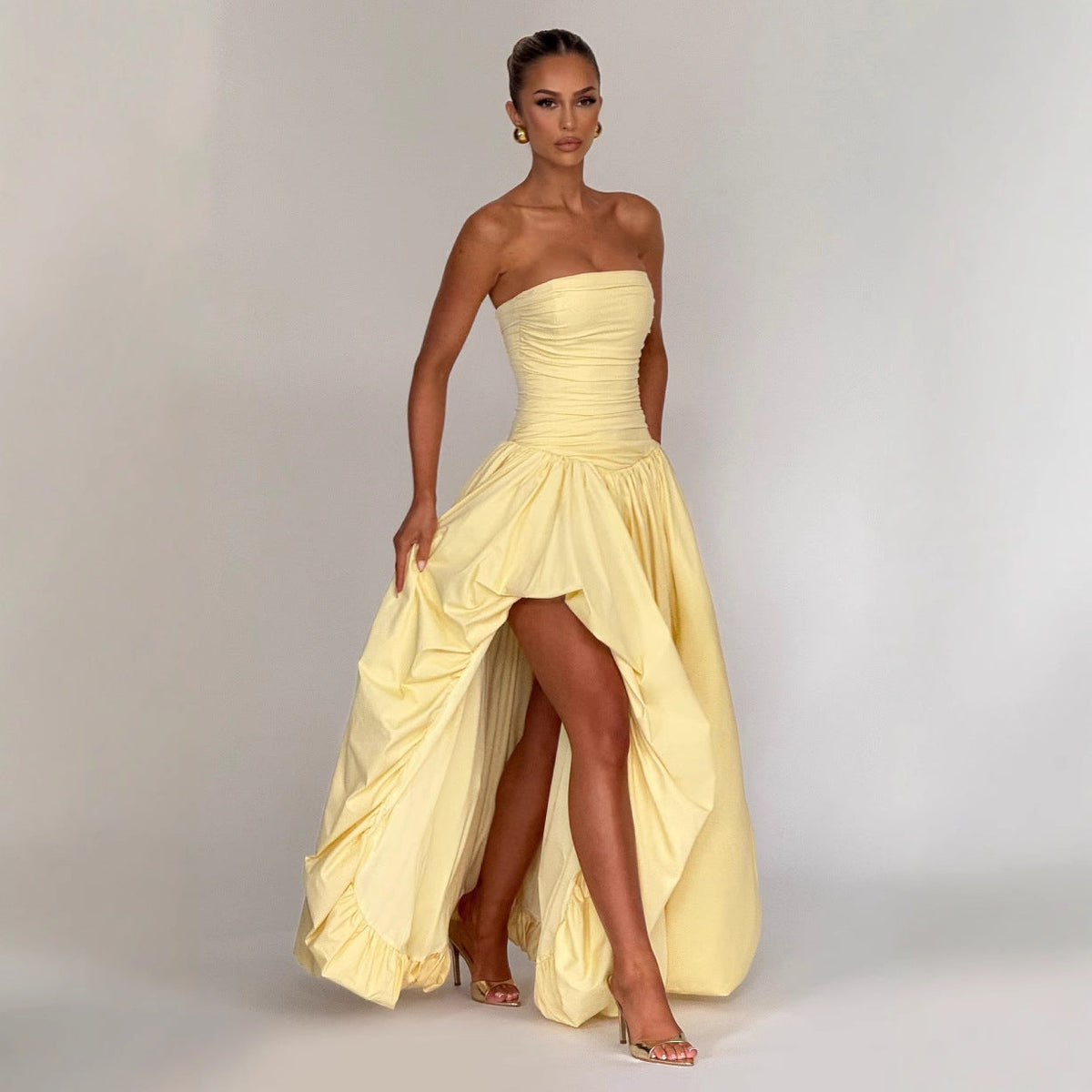 Women's Evening Dress with Fitted Bodice and Asymmetric Skirt