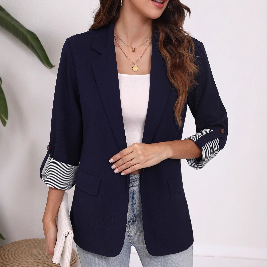 Elegant Blazer with Striped Sleeves