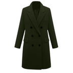 Women's Elegant Double-Breasted Wool Coat with Pockets