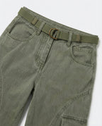 Women's High-Waisted Wide-Leg Cargo Pants with Reinforced Knees and Integrated Belt