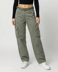 Women's High-Waisted Wide-Leg Cargo Pants with Reinforced Knees and Integrated Belt