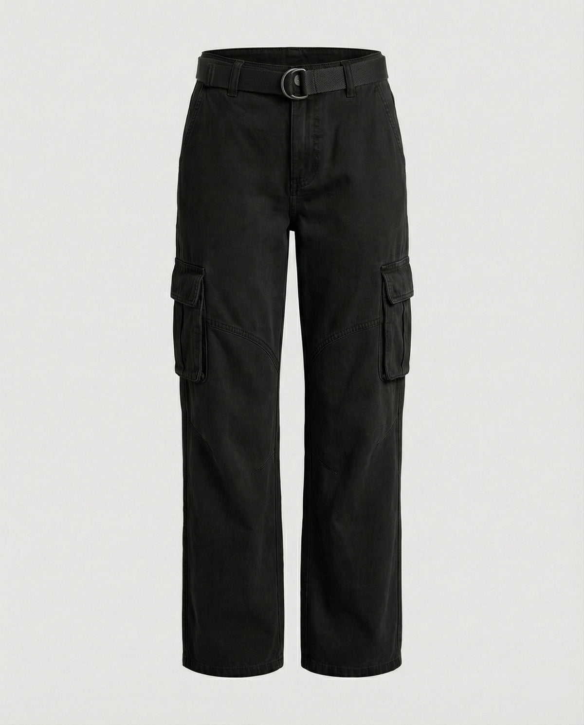 Women's High-Waisted Wide-Leg Cargo Pants with Reinforced Knees and Integrated Belt