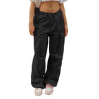 Women's Comfortable Cargo Pants with Elastic Waistband and Pockets
