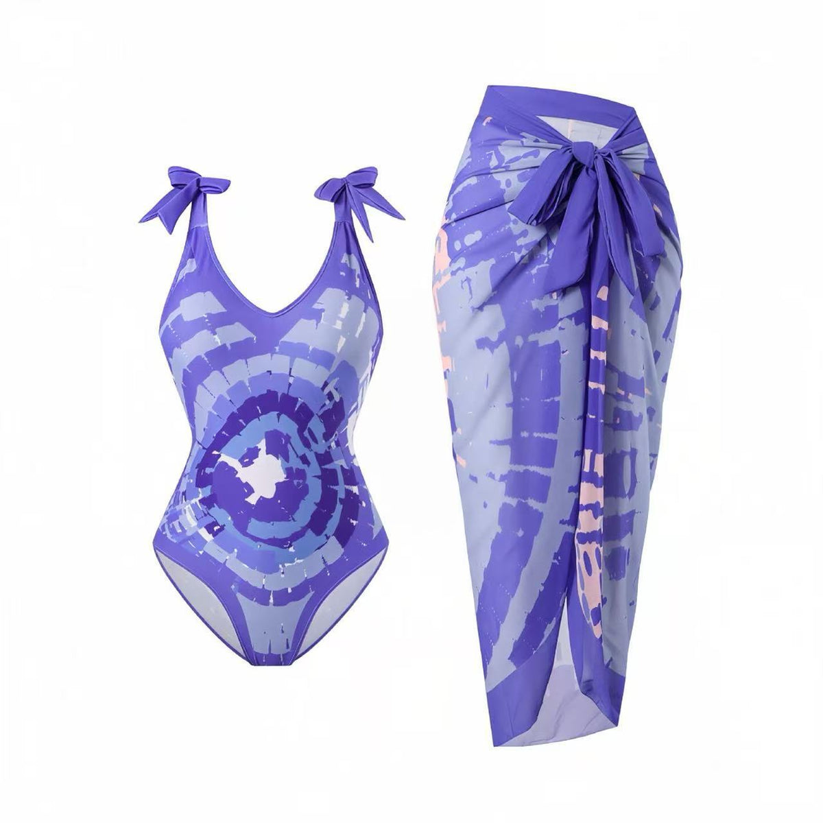 Women's Floral Swimsuit with Sheer Wrap Skirt