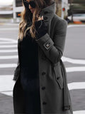 Women's Fashionable Trench Coat with High Collar and Elegant Buttons