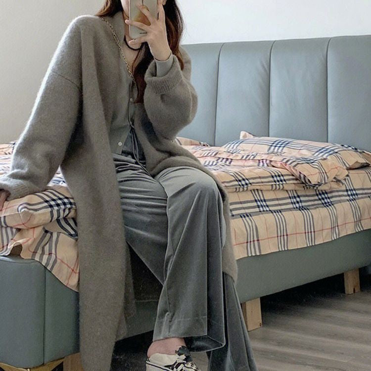 Women's Cozy Oversized Cardigan with Puff Sleeves