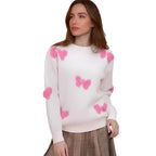 Women's Cozy Sweater with Modern Heart Design and Soft Knit