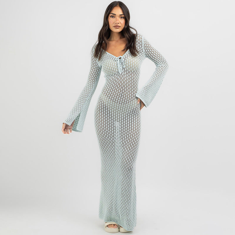 Women's Airy Crochet Maxi Coat