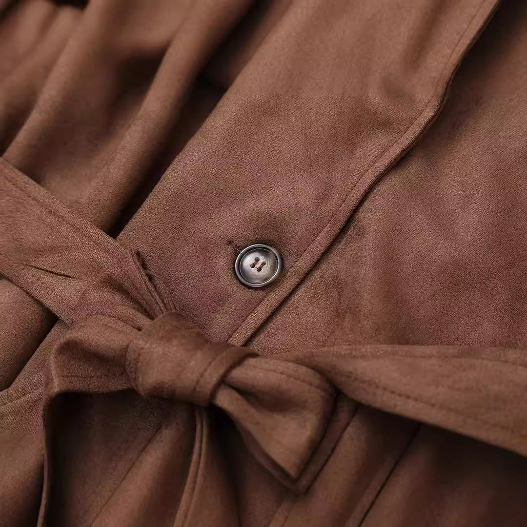 Elegant Suede Trench Coat
