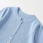Elegant Cardigan with Fine Ribbed Pattern and Decorative Buttons