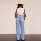 Women's High-Waisted Bootcut Jeans with Distressed Effect