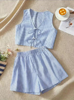 Women's Lounge-Wear Set with Ruching and Back Lacing