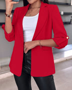 Women's Elegant and Modern Blazer with Roll-Up Sleeves