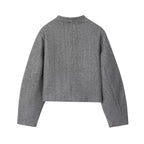 Women's Elegant Cropped Jacket with Decorative Button Details