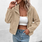 Women's Casual Waffle-Texture Overshirt with Snap Buttons