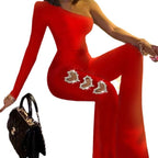 Women's Elegant One-Shoulder Jumpsuit with Embellished Leg
