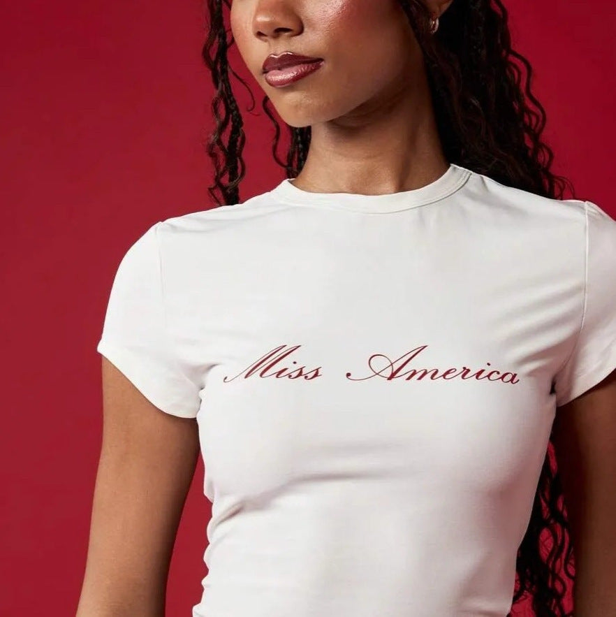Women's Crop T-Shirt with Elegant Lettering