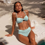Women's Bandeau Bikini with Knot Design and Sculpting Bottom