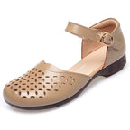 Women's Ballet Flats with Cut-Out Pattern and Adjustable Strap