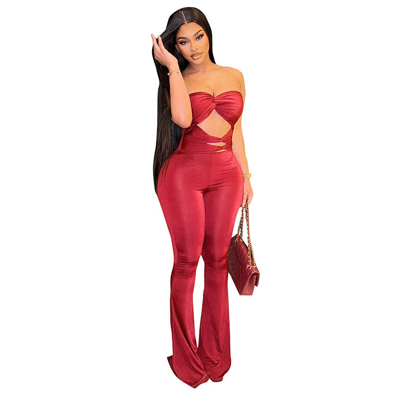 Elegant Cut-Out Jumpsuit with Flowing Legs