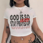 Women's Crop T-Shirt with Creative Comic Motif