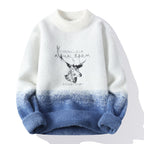 Women's Fluffy High-Neck Sweater with Graphic Motif