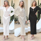 Elegant Crochet Beach Cover-Up with V-Neck