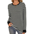 Women's Striped Long-Sleeve Shirt with Crew Neck