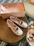 Women's Ballet Flats with Fine Straps and Bow Detail