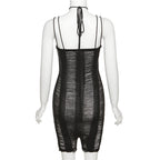 Women's Ribbed Bodycon Jumpsuit with Elegant Straps
