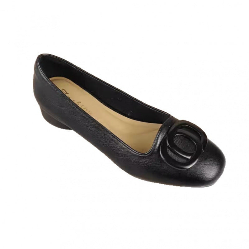 Women's Ballet Flats with Jewelry Accent and Block Heel