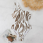 Women's Asymmetrical One-Piece Swimsuit with Animal Print
