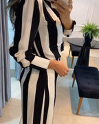 Casual Wide-Stripe Jumpsuit with Fitted Waist