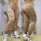 Women's Cargo Pants with Side Pockets and Elastic Waistband
