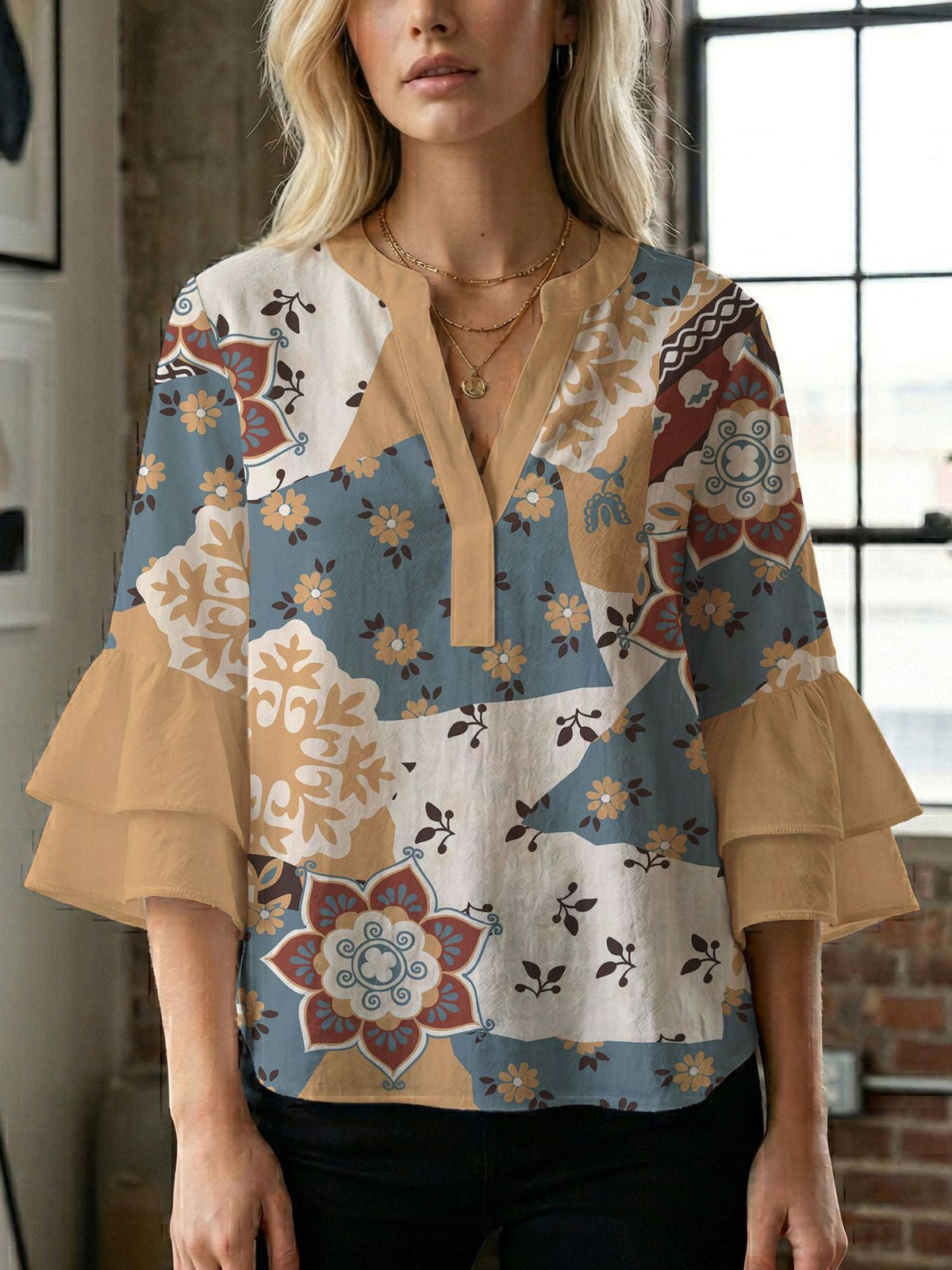 Women's Blouse with Beautiful Floral Design