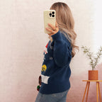 Women's Festive Knit Sweater with Holiday Motif