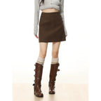 Women's A-Line Mini Skirt with High Waist and Side Button Detail
