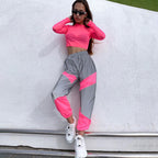 Women's Cargo Pants with Reflective Inserts and Elastic Waistband