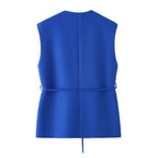 Women's Elegant Blazer and Trouser Ensemble with Modern Belt