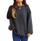 Women's Chunky Knit Sweater with Wide Cut and Casual Sleeves