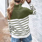 Women's Cozy Striped Turtleneck Sweater