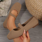 Women's Ballet Flats with Elastic Strap and Textured Finish