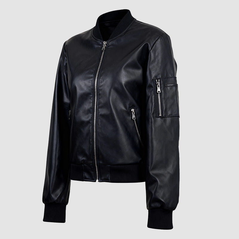 Lightweight Women's Faux Leather Quilted Jacket