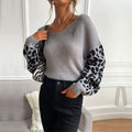 Women's Casual Pullover with Leopard Print and Loose Fit